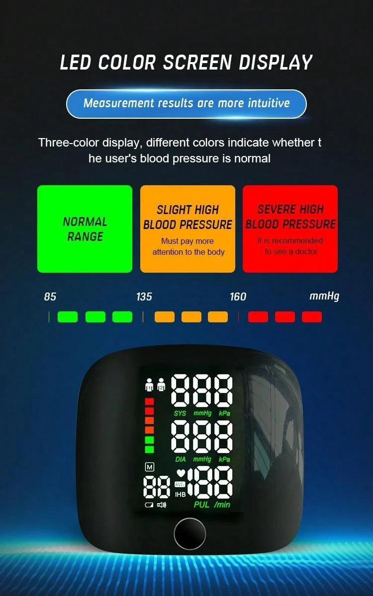 🌟Your Deal: 50% OFF🌟Rechargeable LED Wrist Blood Pressure Monitor - Voice Broadcast