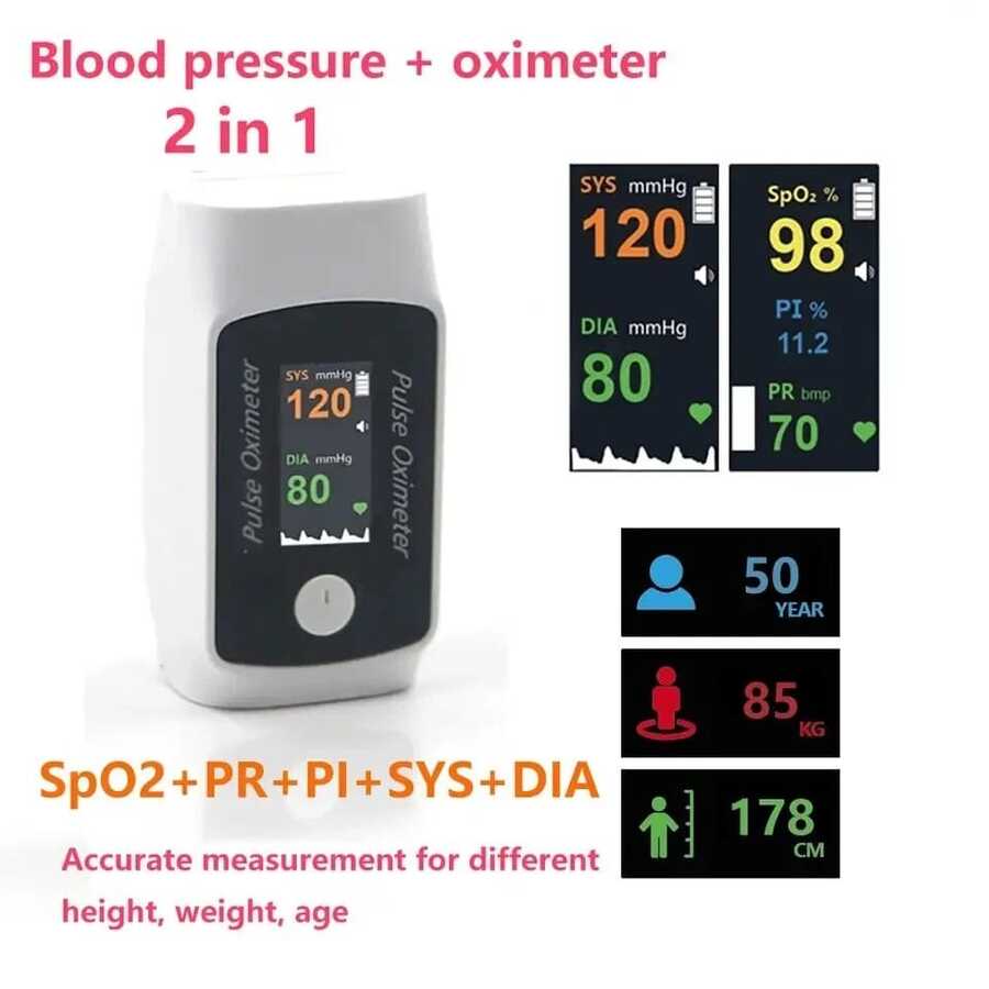 🏆Top Seller – 50% OFF🏆Dual Blood Oxygen and Blood Pressure Monitor – Bluetooth Oximeter